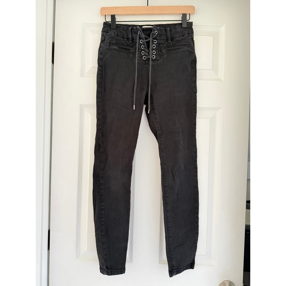 Amuse Society Black Womens Draw String Tie Skinny Jeans Retro Grunge Goth